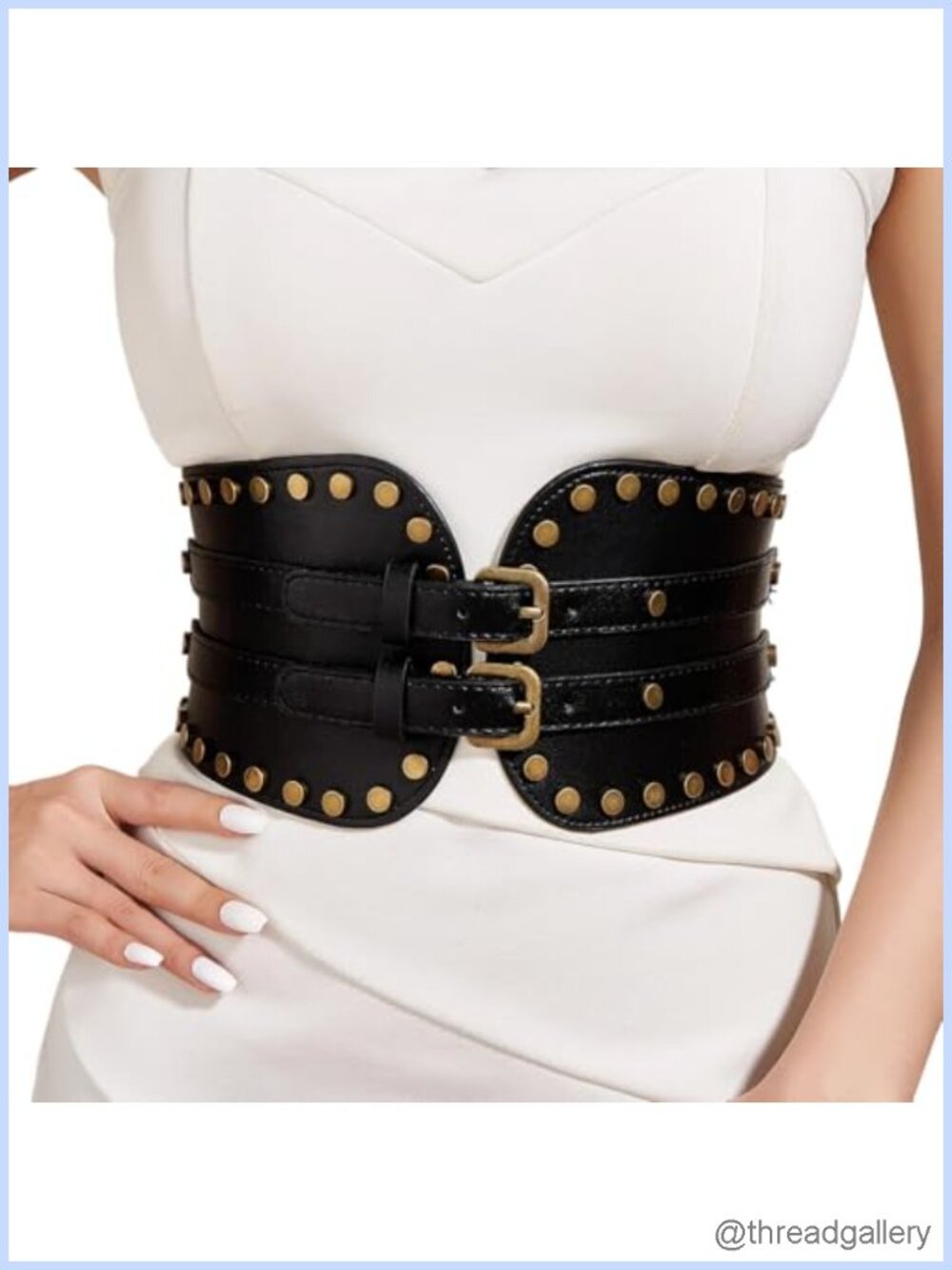 PU Leather Corset Belt Adjustable Waist Belt Buckle Cosplay Costume